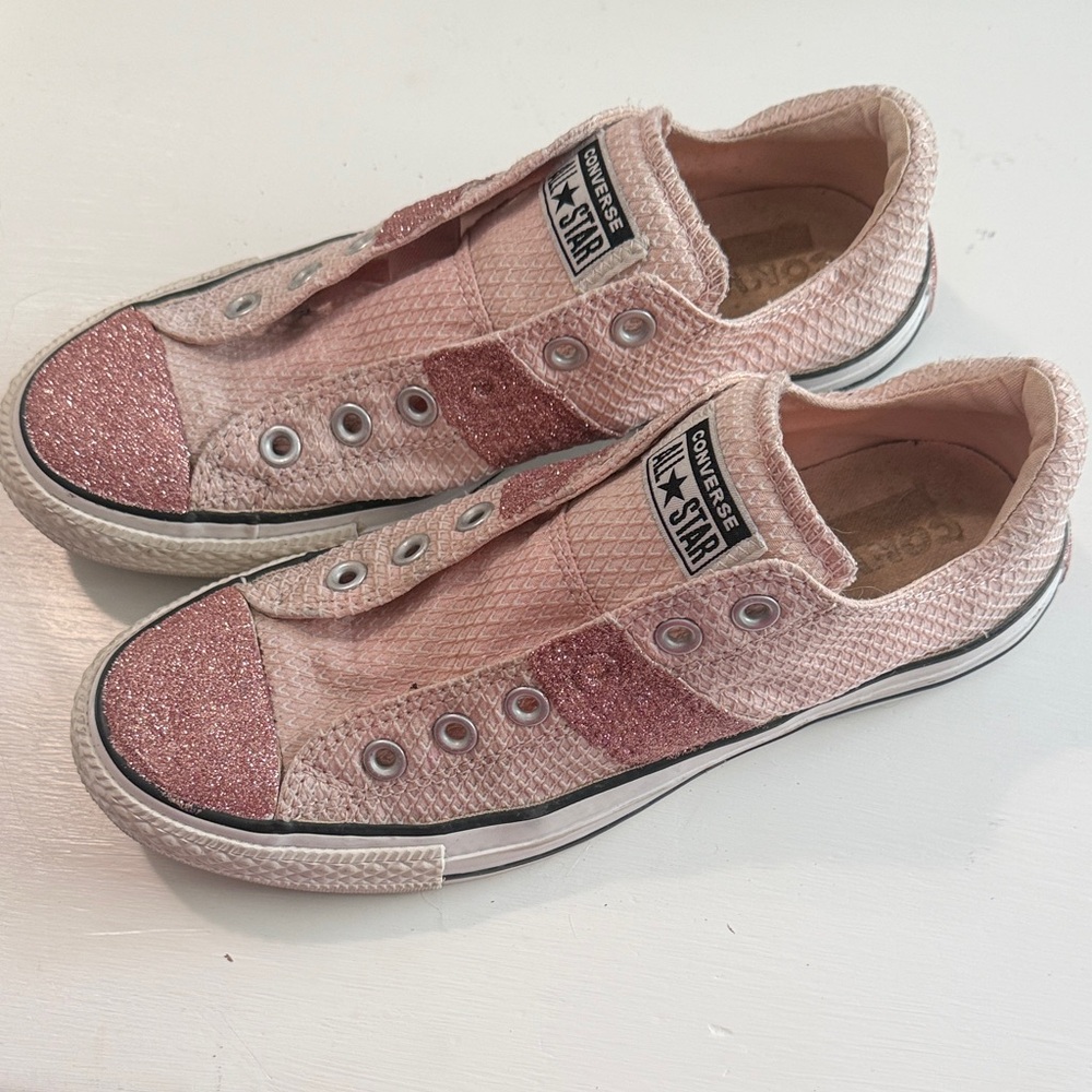 Converse Pink Glitter Low-Top Slip-On Sneakers